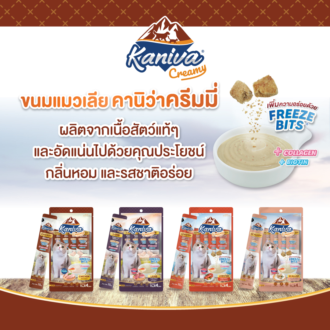 ขนมแมวเลียคานิว่าครีมมี่ สูตรปลาทูน่าหน้าหอยเซลล์