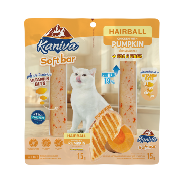 KANIVA Soft Bar (คานิว่า ซอฟท์บาร์) เนื้อไก่ผสมฝักทอง สูตรควบคุมก้อนขน